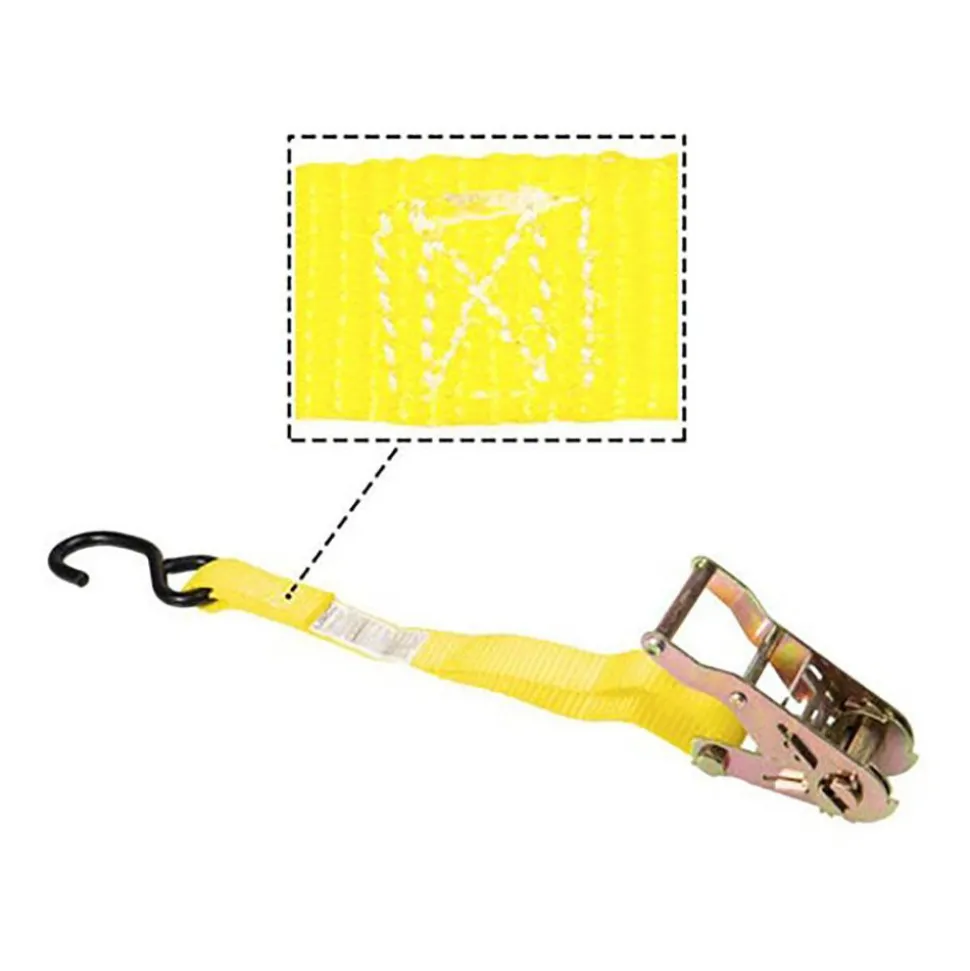 Polyester Ratchet Strap Tie Down: 15' Long, 1" Wide, 1200 lb Breaking Strength, 400.000 lb Load Capacity