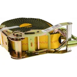Polyester Ratchet Strap Tie Down: 27' Long, 2" Wide, 10000 lb Breaking Strength, 3300.000 lb Load Capacity