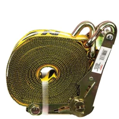 Polyester Ratchet Strap Tie Down: 27' Long, 2