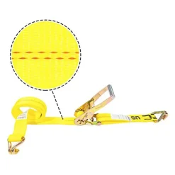 Polyester Ratchet Strap Tie Down: 12' Long, 2" Wide, 10000 lb Breaking Strength, 3333.000 lb Load Capacity