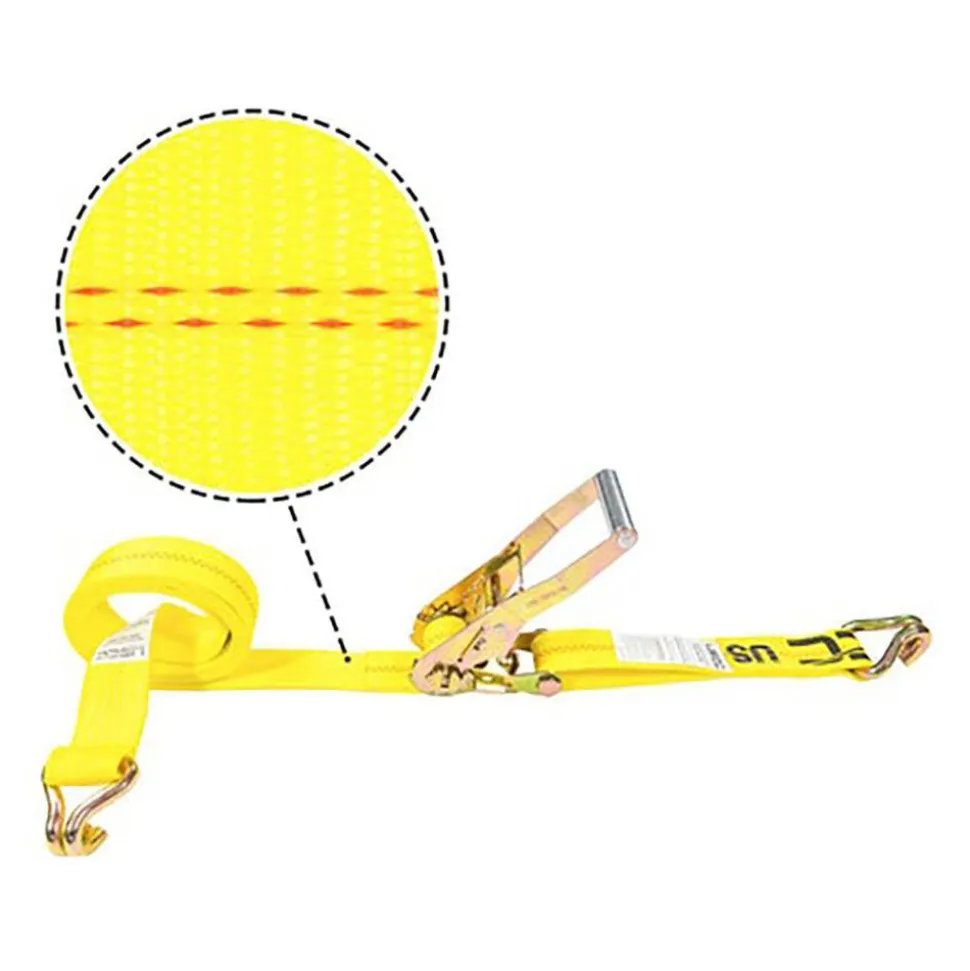 Polyester Ratchet Strap Tie Down: 12' Long, 2" Wide, 10000 lb Breaking Strength, 3333.000 lb Load Capacity