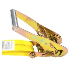 Polyester Ratchet Strap Tie Down: 12' Long, 2" Wide, 10000 lb Breaking Strength, 3333.000 lb Load Capacity
