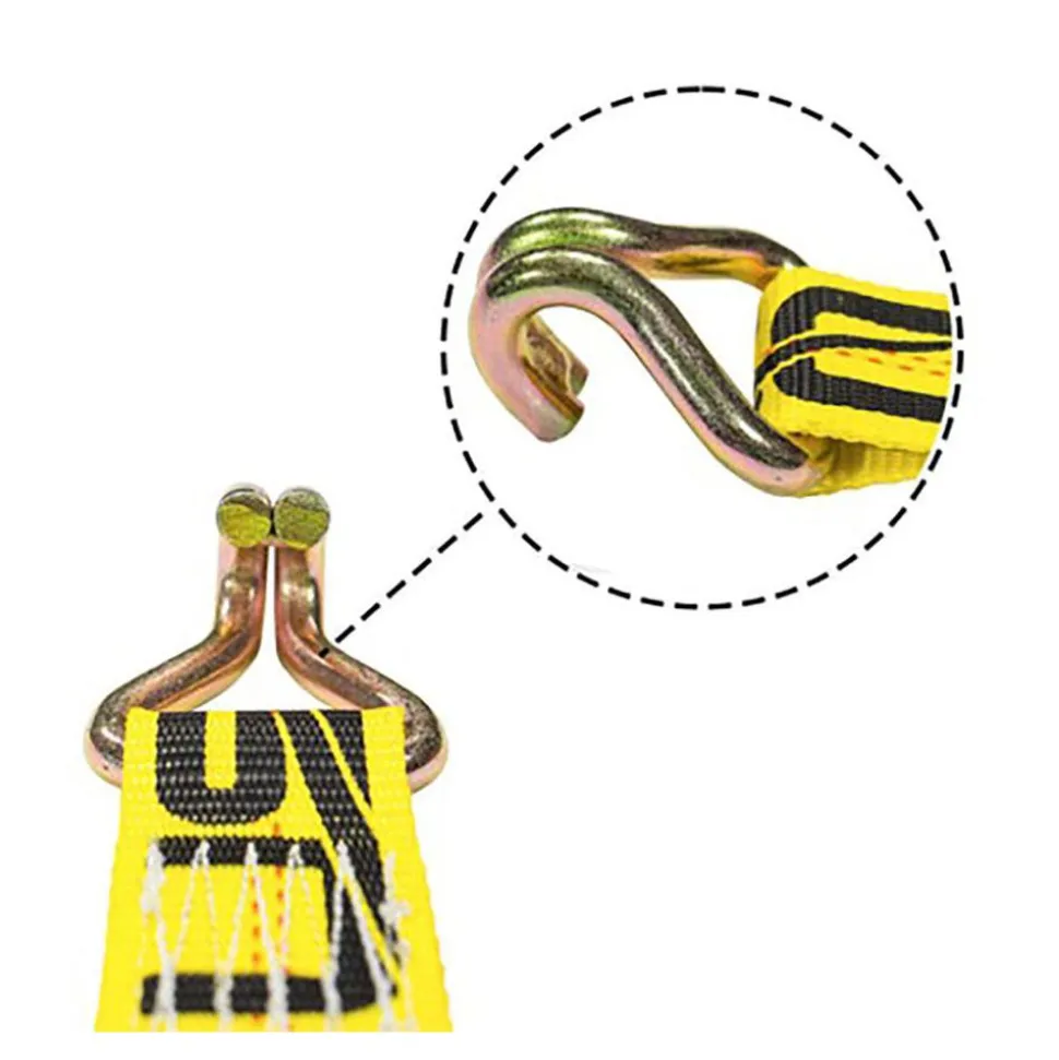 Polyester Ratchet Strap Tie Down: 12' Long, 2" Wide, 10000 lb Breaking Strength, 3333.000 lb Load Capacity