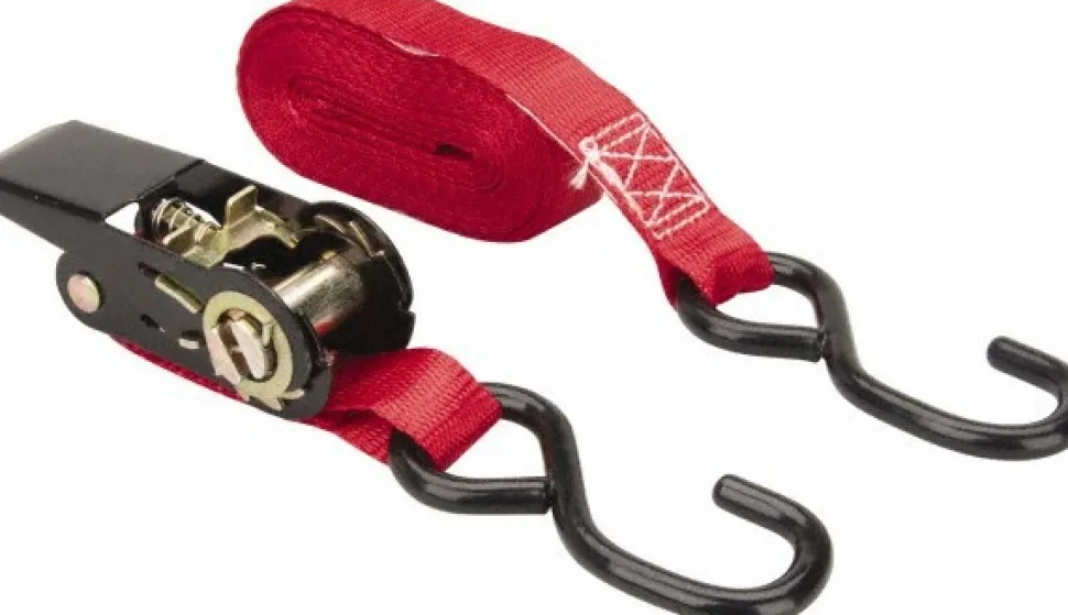 Polyester Ratchet Strap Tie Down: 15' Long, 1" Wide, 500 lb Breaking Strength, 165.000 lb Load Capacity