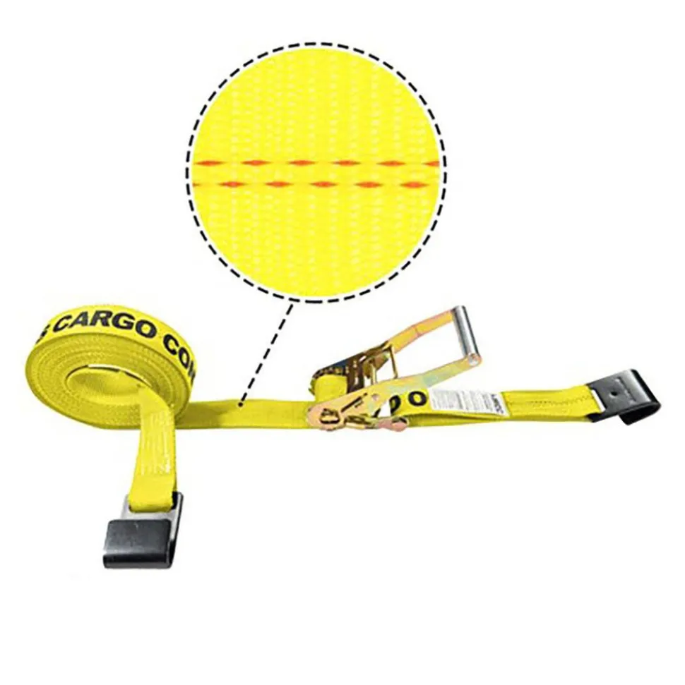 Polyester Ratchet Strap Tie Down: 27' Long, 2" Wide, 10000 lb Breaking Strength, 3333.000 lb Load Capacity