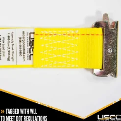Polyester Ratchet Strap Tie Down: 12' Long, 2" Wide, 4400 lb Breaking Strength, 1467.000 lb Load Capacity
