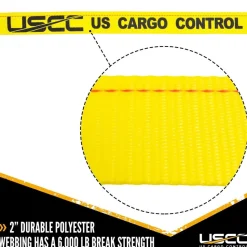 Polyester Ratchet Strap Tie Down: 12' Long, 2