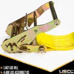 Polyester Ratchet Strap Tie Down: 12' Long, 2