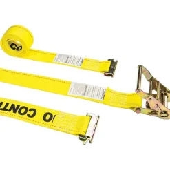 Polyester Ratchet Strap Tie Down: 12' Long, 2