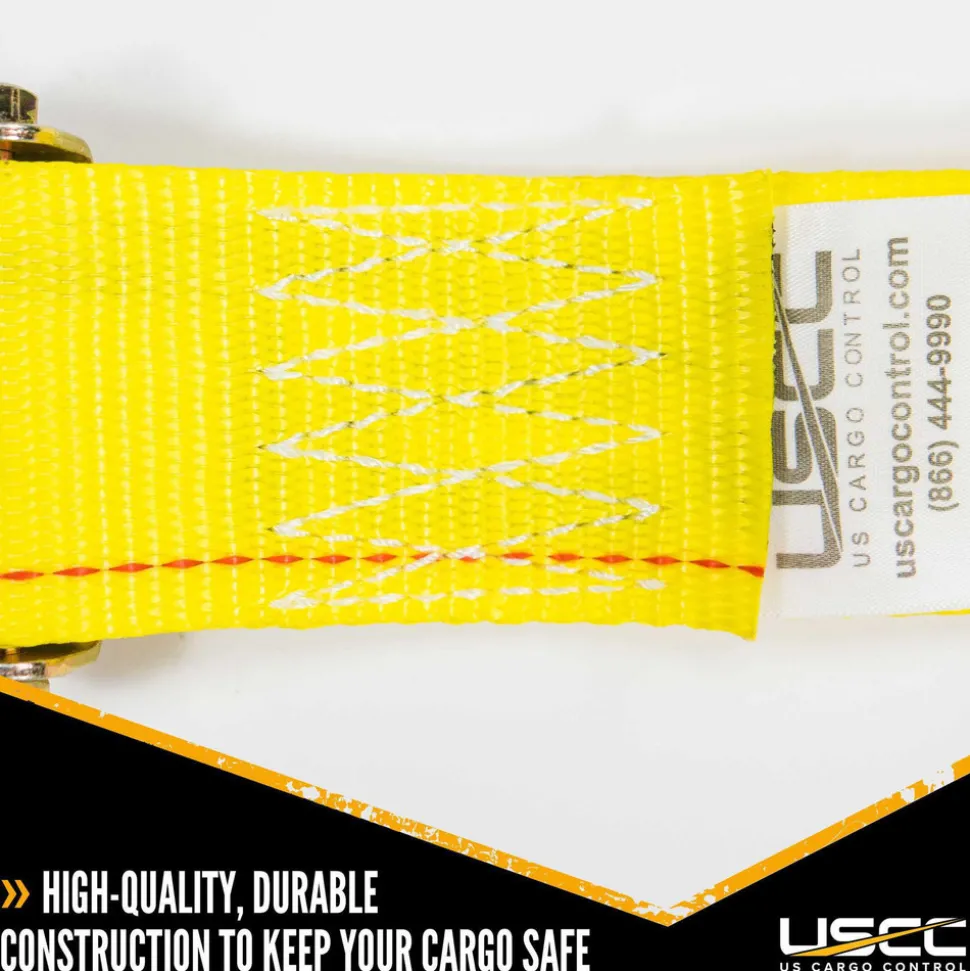 Polyester Ratchet Strap Tie Down: 12' Long, 2" Wide, 4400 lb Breaking Strength, 1467.000 lb Load Capacity
