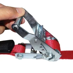 Polyester Ratchet Strap Tie Down: 8' Long, 1" Wide, 2500 lb Breaking Strength, 833.000 lb Load Capacity