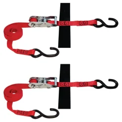 Polyester Ratchet Strap Tie Down: 8' Long, 1