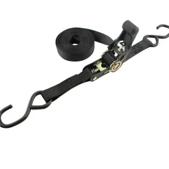 Polyester Ratchet Strap Tie Down: 15' Long, 1" Wide, 1200 lb Breaking Strength, 400.000 lb Load Capacity
