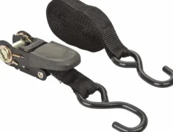 Polyester Ratchet Strap Tie Down: 15' Long, 1" Wide, 1200 lb Breaking Strength, 400.000 lb Load Capacity