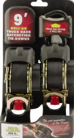 Polyester Retractable Ratchet Tie-Down Tie Down: 9' Long, 1