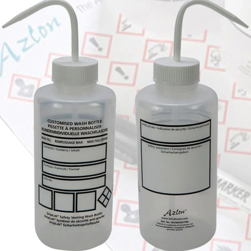 Polyethylene Safety Wash Bottle: 3" Width/Dia