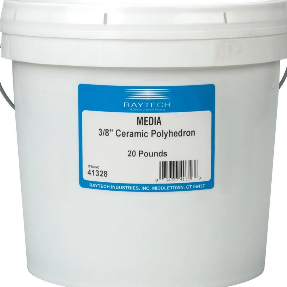 Polyhedron Tumbling Media: Ceramic Carrier, Aluminum Oxide Abrasive, 3/8" Long, 1/2" High