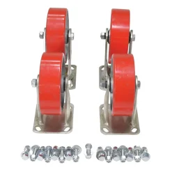 Poly On Steel Caster Kit: 6 In. x 2 In. 2644 Lb. Capacity Red
