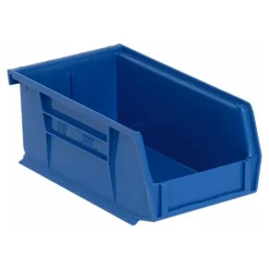 Polypropylene Hopper Stacking Bin: 4-1/8" OAW, 7-3/8" OAL, 3" OAH, Blue