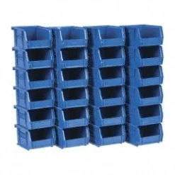 Polypropylene Hopper Stacking Bin: 4-1/8" OAW, 5-3/8" OAL, 3" OAH, Blue