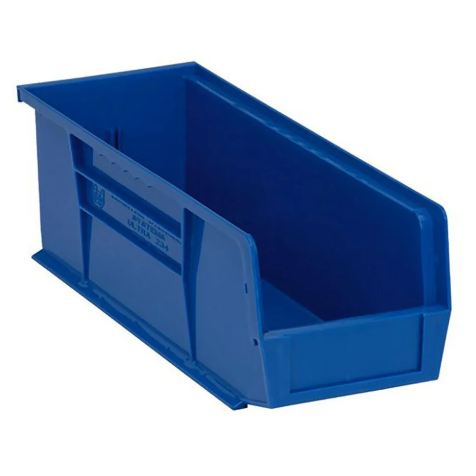 Polypropylene Hopper Stacking Bin: 5-1/2" OAW, 14-3/4" OAL, 5" OAH, Blue