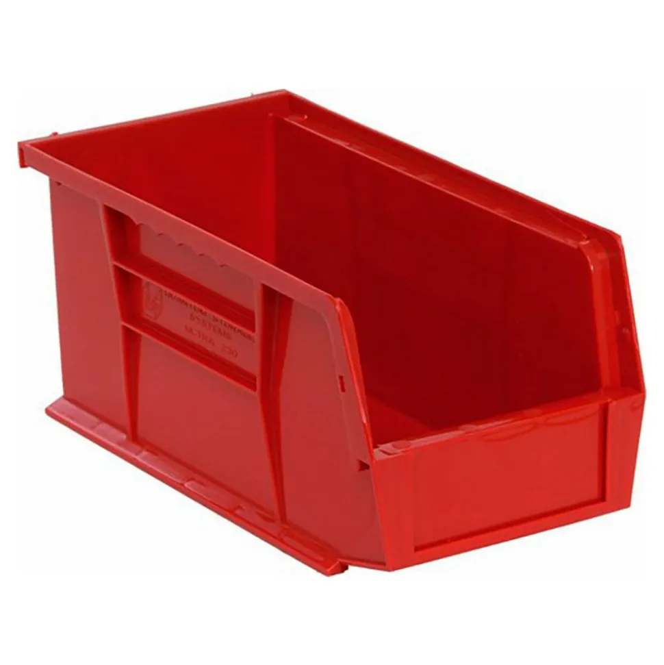 Polypropylene Hopper Stacking Bin: 5-1/2" OAW, 10-7/8" OAL, 5" OAH, Red