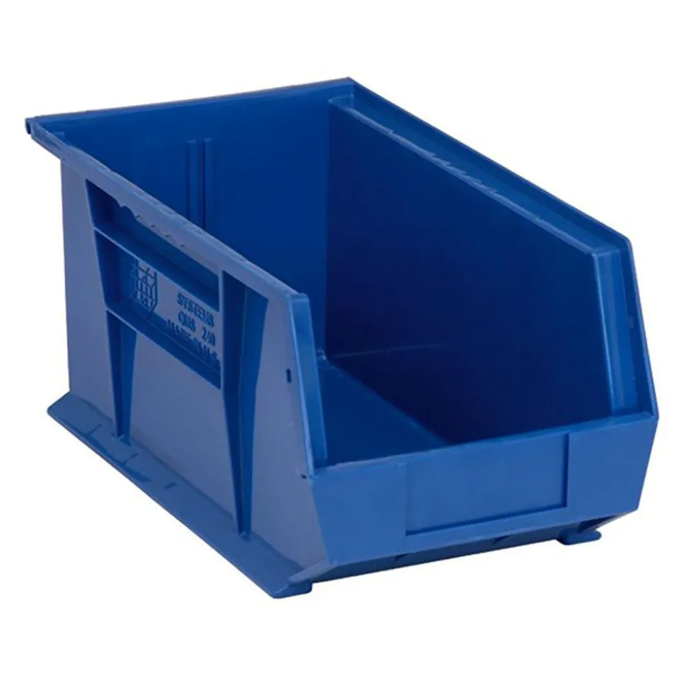 Polypropylene Hopper Stacking Bin: 6-9/16" OAW, 14-3/4" OAL, 7" OAH, Blue