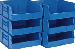 Polypropylene Hopper Stacking Bin: 11" OAW, 10-7/8" OAL, 5" OAH, Blue