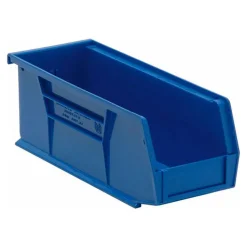 Polypropylene Hopper Stacking Bin: 4-1/8" OAW, 10-7/8" OAL, 4" OAH, Blue