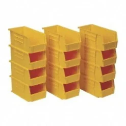 Polypropylene Hopper Stacking Bin: 5-1/2" OAW, 10-7/8" OAL, 5" OAH, Yellow