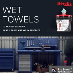 PowerClean™ ProScrub™ Heavy Duty Wet Towels (91371), Dual Action Cleaning, Large 9.5