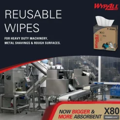 PowerClean™ x80 Heavy Duty Cloths (41048), Pop-Up Box, Extended Use Towels, White