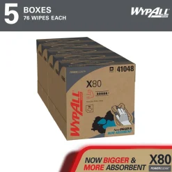 PowerClean™ x80 Heavy Duty Cloths (41048), Pop-Up Box, Extended Use Towels, White