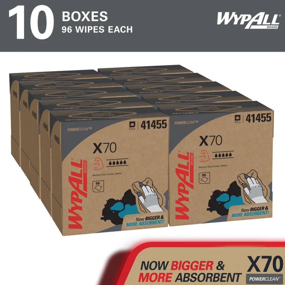 PowerClean™ x70 Medium Duty Cloths (41455), Pop-Up Box Cloths, Long Lasting Towels, White
