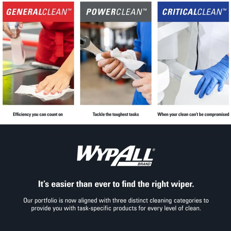 PowerClean™ x70 Medium Duty Cloths (41455), Pop-Up Box Cloths, Long Lasting Towels, White