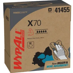 PowerClean™ x70 Medium Duty Cloths (41455), Pop-Up Box Cloths, Long Lasting Towels, White