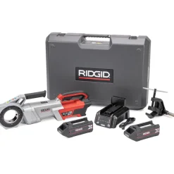 Power Pipe Threaders: Maximum Pipe Capacity: 2 in; For Use With: RIDGID 12R Threading Dies; Voltage: 60.00 V; Includes: 2X 4Ah FXP Batteries, Support Arm, FXP Charger, 760 FXP Power Drive, Case