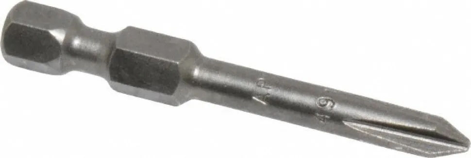Power Screwdriver Bit: Phillips Bit, 1/4" Hex, #1 Phillips