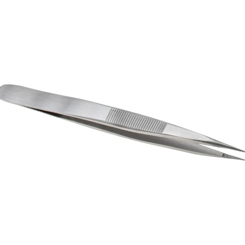 Precision Tweezer: OOD-SS, Stainless Steel, Very Strong with Serrated Body & Heavy Tip, 4-3/4" OAL