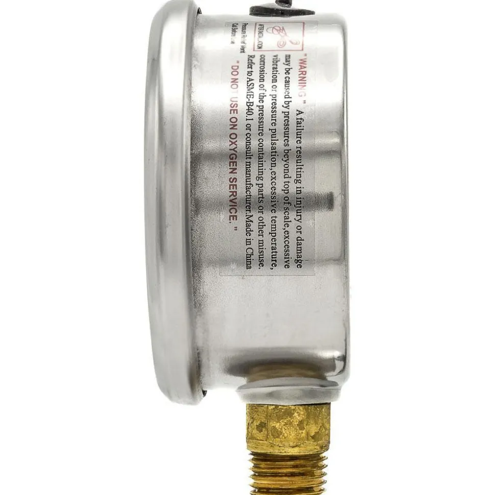 Pressure Gauge: 2-1/2" Dial Dia, 0 to 6,000 psi, 1/4" MNPT, Lower Mount