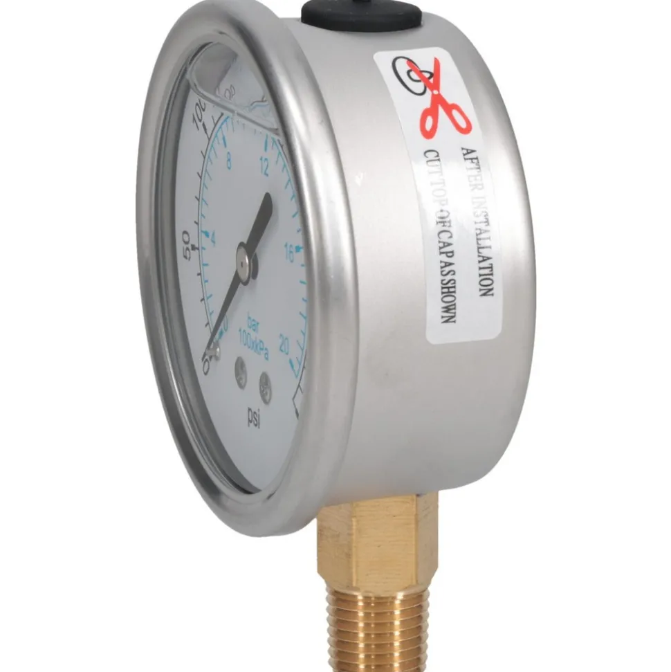 Pressure Gauge: 2-1/2" Dial, 300 psi, 1/4" Thread, NPT, Lower Mount