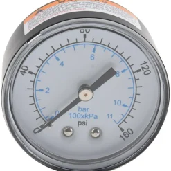 Pressure Gauge: 2" Dial, 160 psi, 1/4" Thread, NPT, Center Back Mount