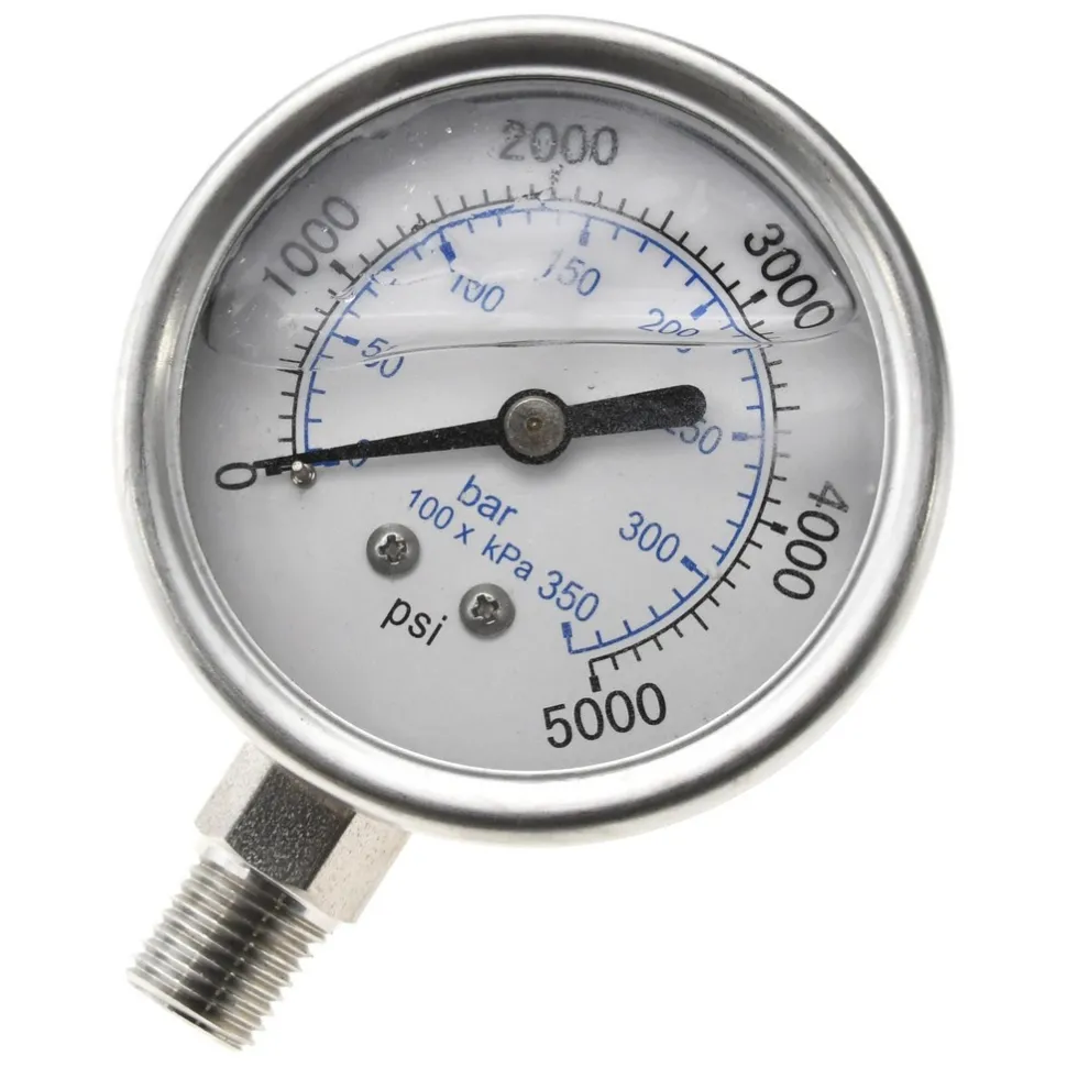 Pressure Gauge: 2-1/2" Dial, 5,000 psi, 1/4" Thread, NPT, Lower Mount