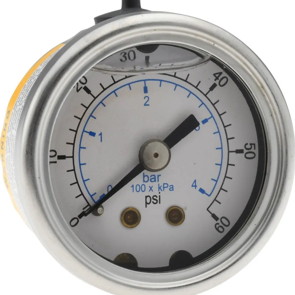 Pressure Gauge: 1-1/2" Dial, 60 psi, 1/8" Thread, NPT, Center Back Mount