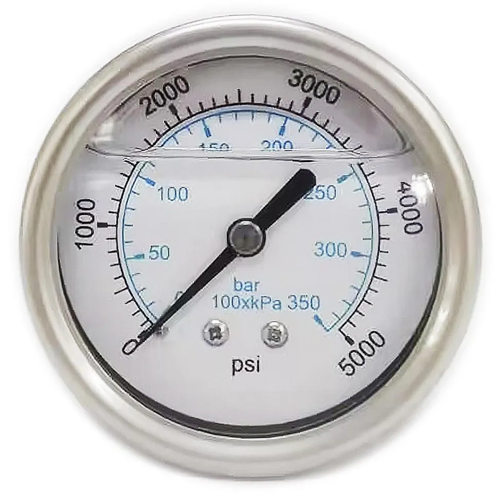 Pressure Gauge: 2-1/2" Dial, 5,000 psi, 1/4" Thread, NPT, Center Back Mount