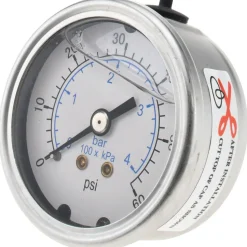 Pressure Gauge: 2" Dial, 60 psi, 1/4" Thread, NPT, Center Back Mount