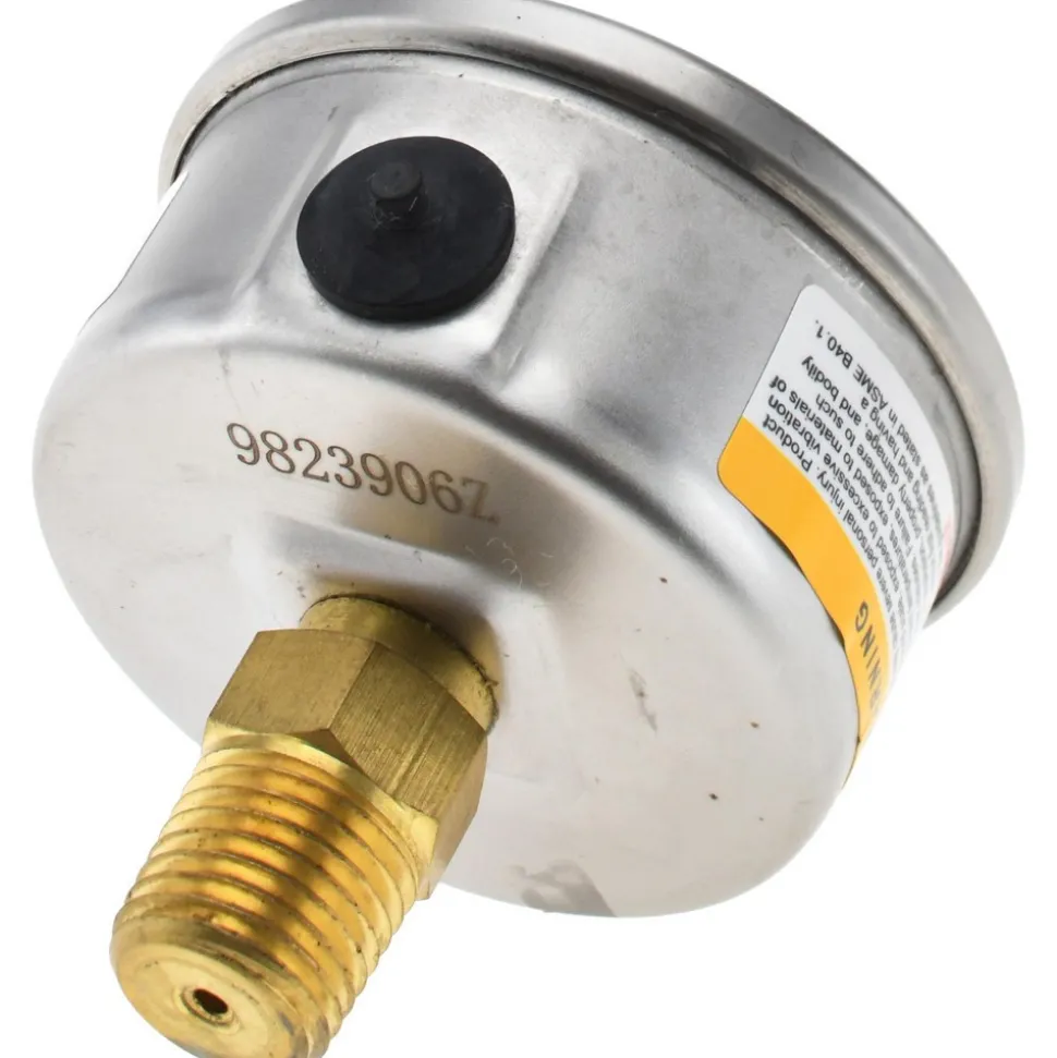 Pressure Gauge: 2" Dial, 60 psi, 1/4" Thread, NPT, Center Back Mount