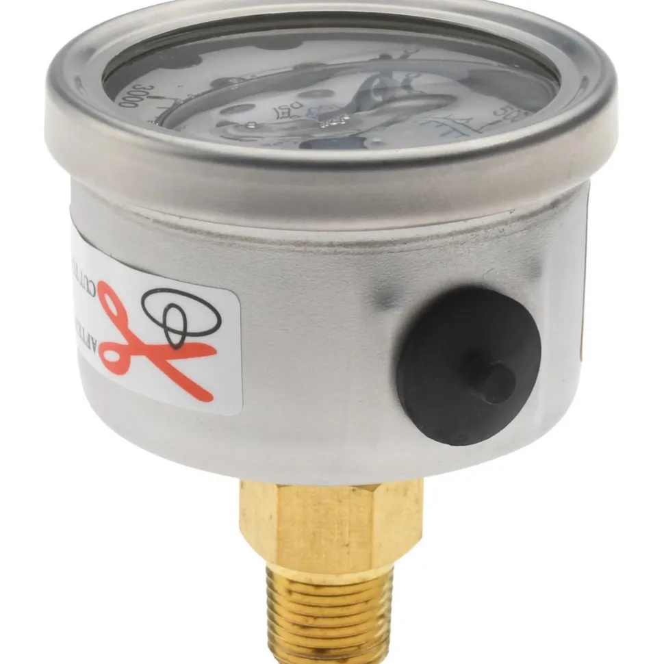 Pressure Gauge: 1-1/2" Dial, 3,000 psi, 1/8" Thread, NPT, Center Back Mount