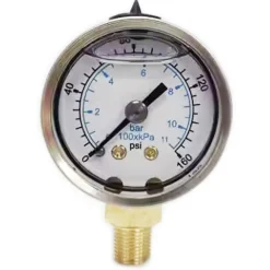 Pressure Gauge: 1-1/2" Dial, 160 psi, 1/8" Thread, NPT, Lower Mount