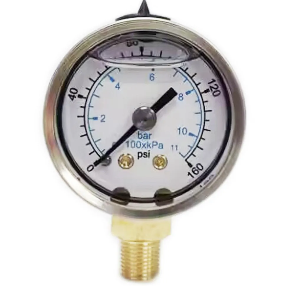 Pressure Gauge: 1-1/2" Dial, 160 psi, 1/8" Thread, NPT, Lower Mount